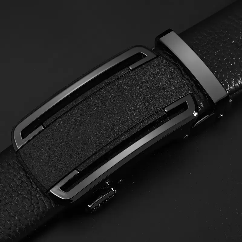 Men's Black Leather Belt with Automatic Buckle - Image 18