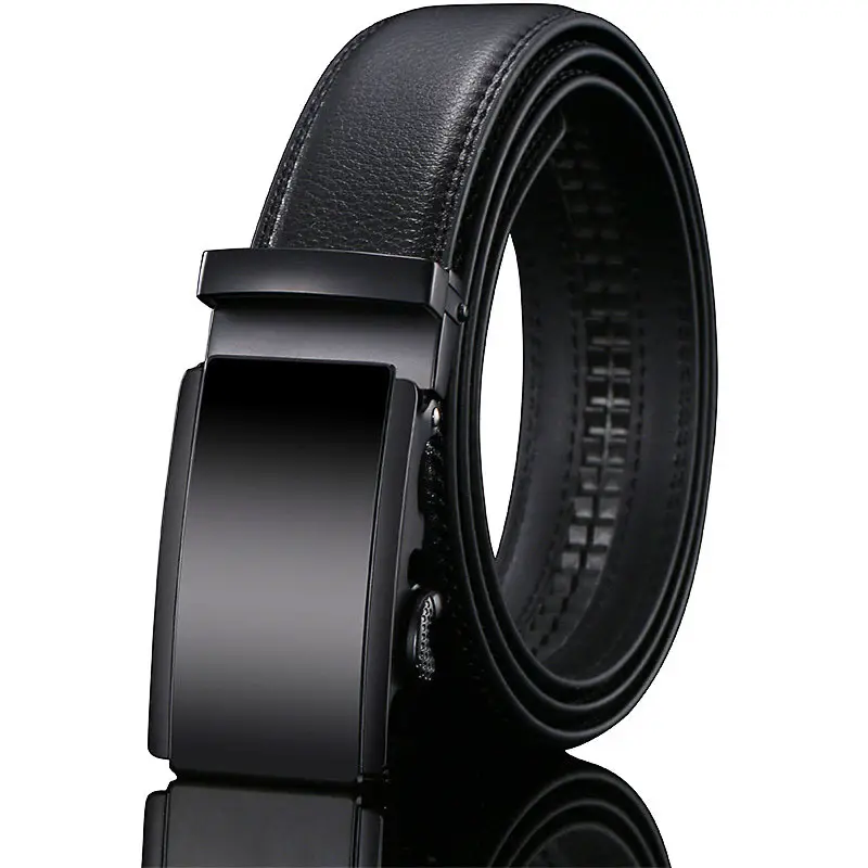 Men's Black Leather Belt with Automatic Buckle - Image 10