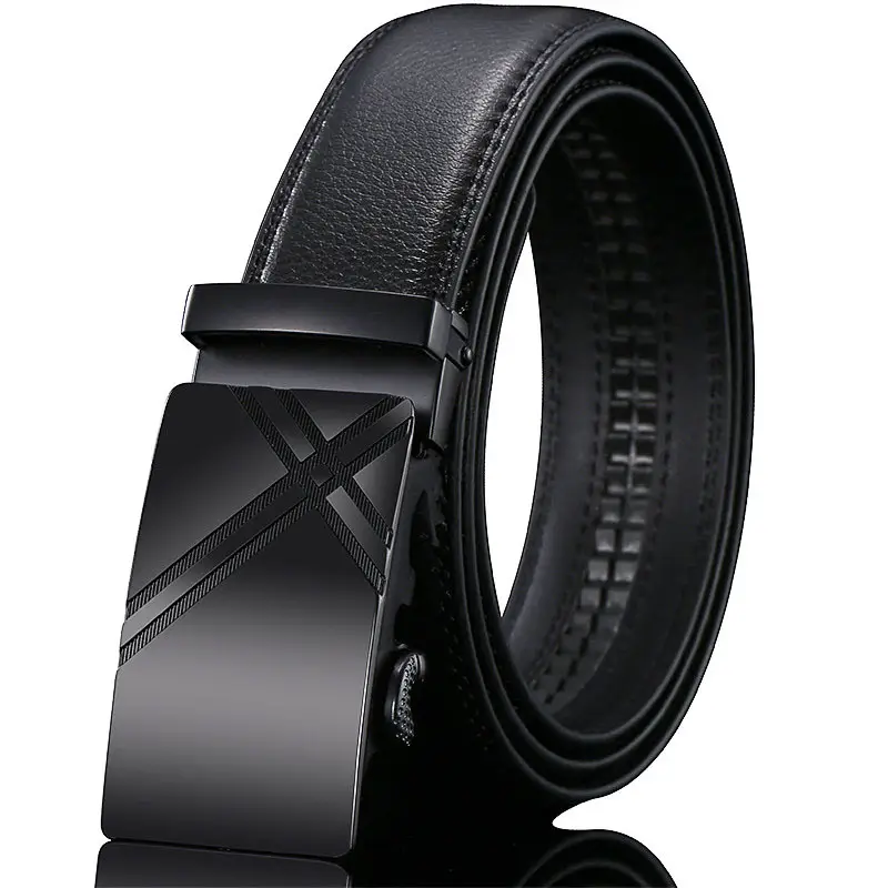 Men's Black Leather Belt with Automatic Buckle - Image 11