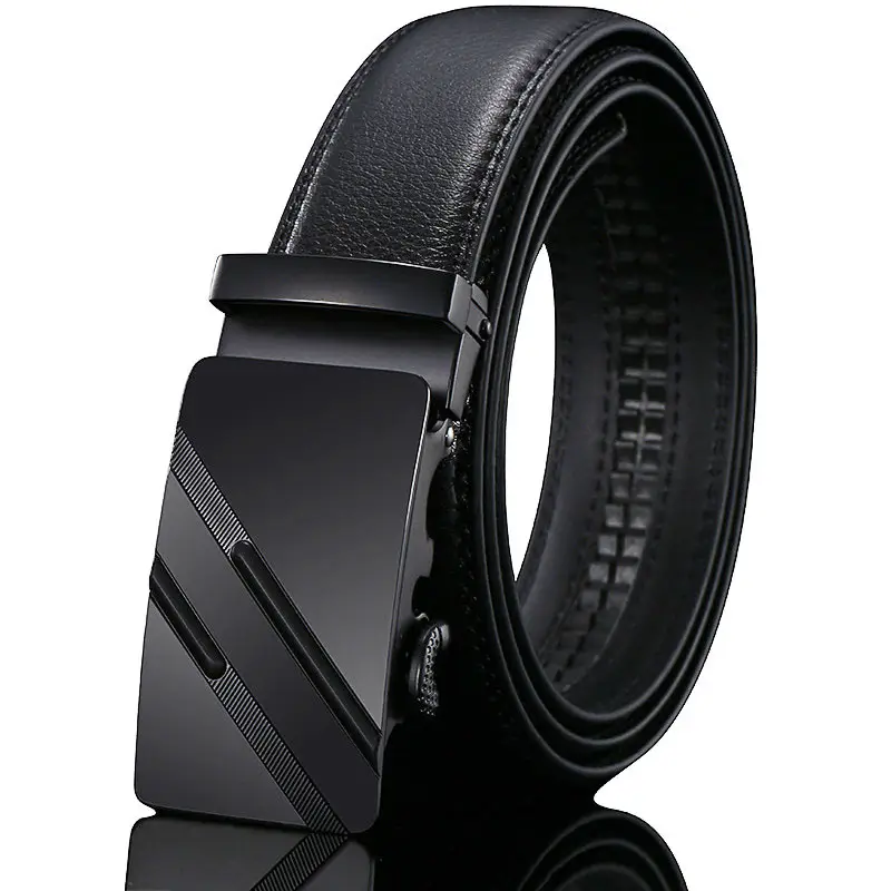 Men's Black Leather Belt with Automatic Buckle - Image 13