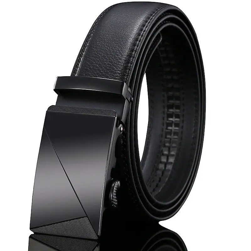 Men's Black Leather Belt with Automatic Buckle - Image 14