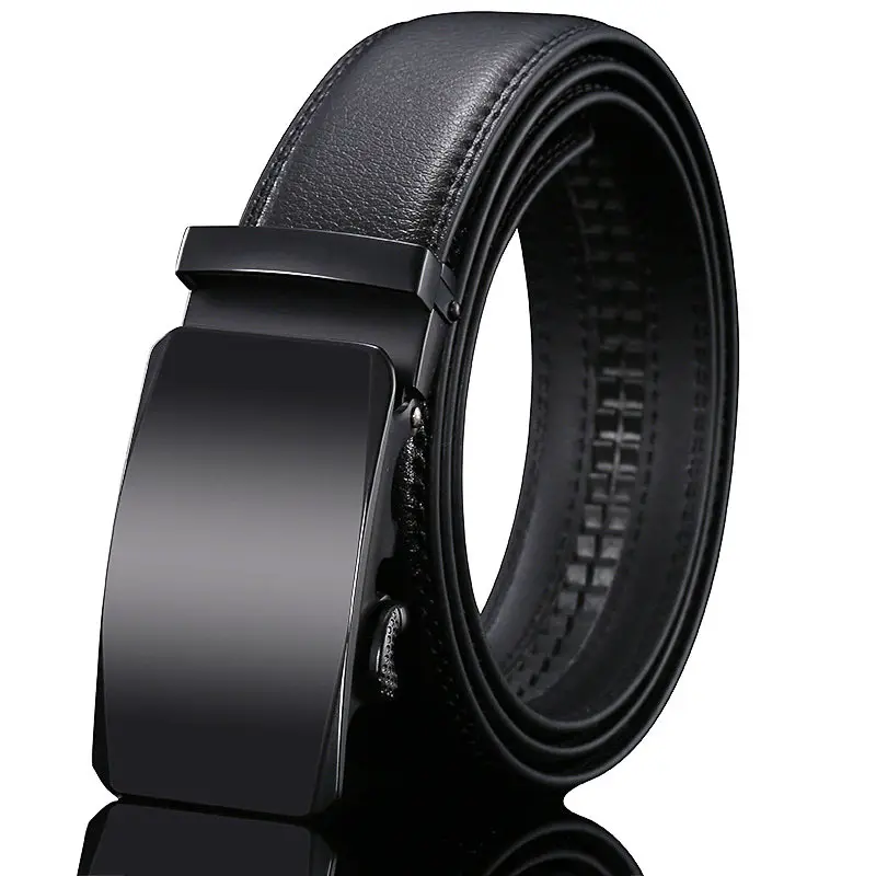 Men's Black Leather Belt with Automatic Buckle - Image 15