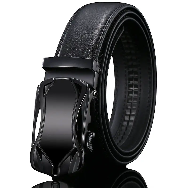 Men's Black Leather Belt with Automatic Buckle - Image 16