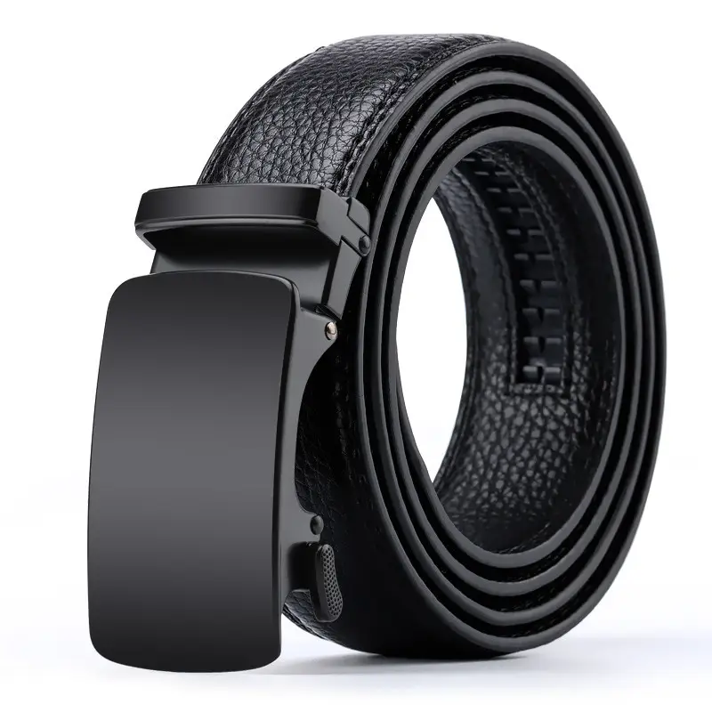Men's Black Leather Belt with Automatic Buckle - Image 17