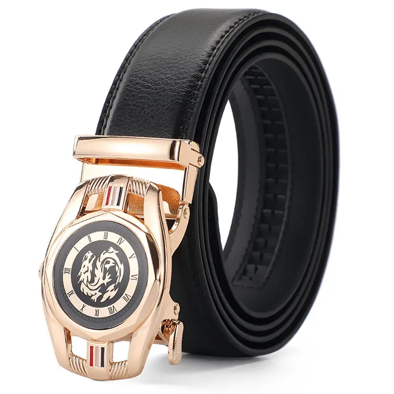 Men's Black Leather Belt with Automatic Buckle - Image 6
