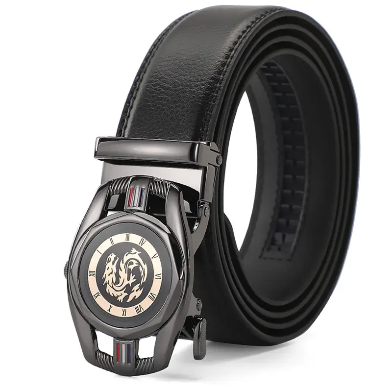 Men's Black Leather Belt with Automatic Buckle - Image 7