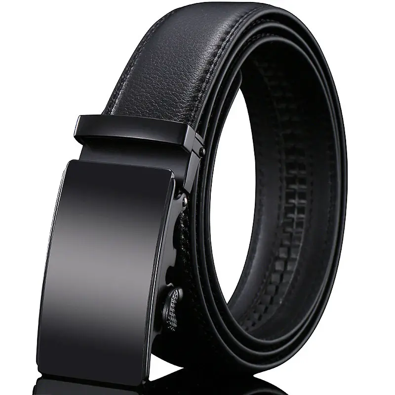 Men's Black Leather Belt with Automatic Buckle - Image 9