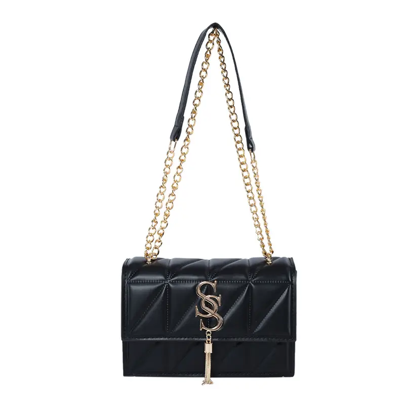 Red Rhomboid Shoulder Bag with Gold Chain for Women - Image 9