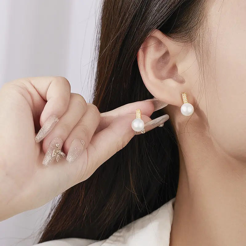 Japanese Korean Pearl Ear Studs for Women