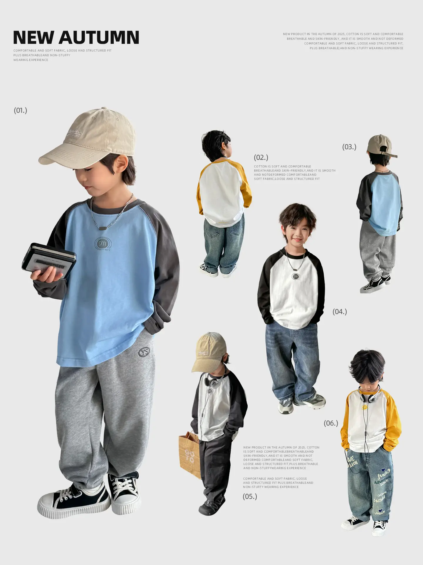 Haima Boys Pure Cotton Long Sleeve T-Shirt Spring Autumn - Image 6