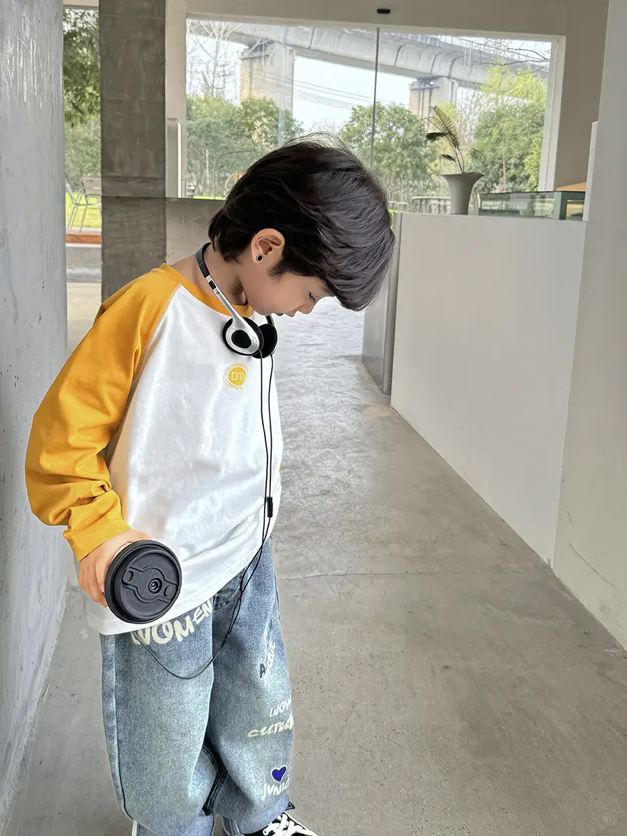 Haima Boys Pure Cotton Long Sleeve T-Shirt Spring Autumn - Image 8