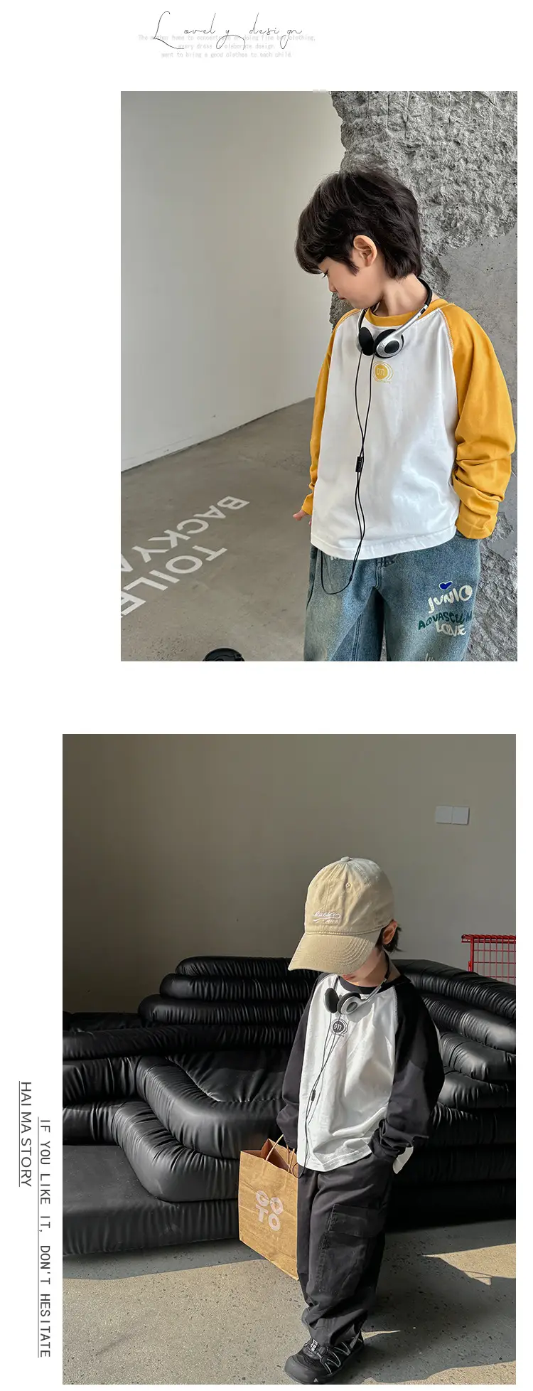 Haima Boys Pure Cotton Long Sleeve T-Shirt Spring Autumn — feature 13