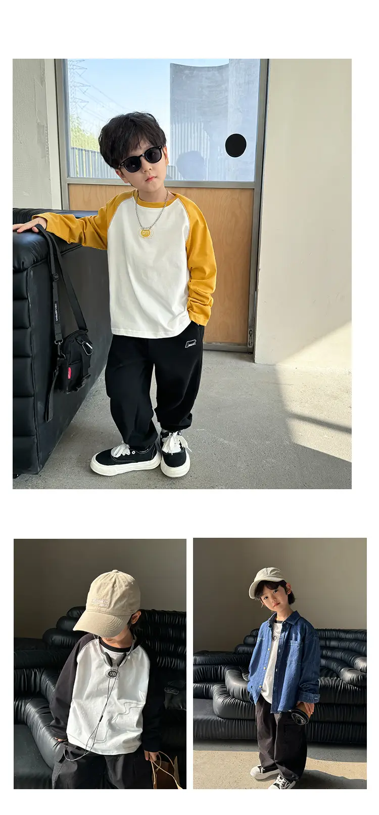 Haima Boys Pure Cotton Long Sleeve T-Shirt Spring Autumn — feature 14