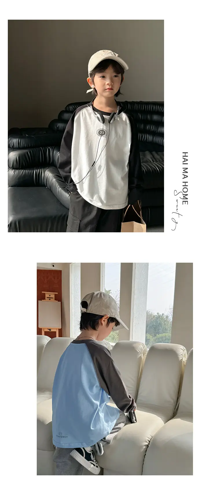 Haima Boys Pure Cotton Long Sleeve T-Shirt Spring Autumn — feature 15