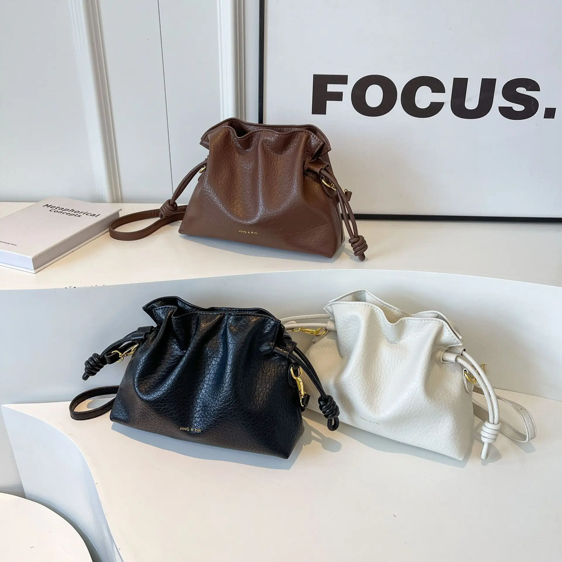 Brown Pleated Shoulder Bag for Women 2023 - Image 2