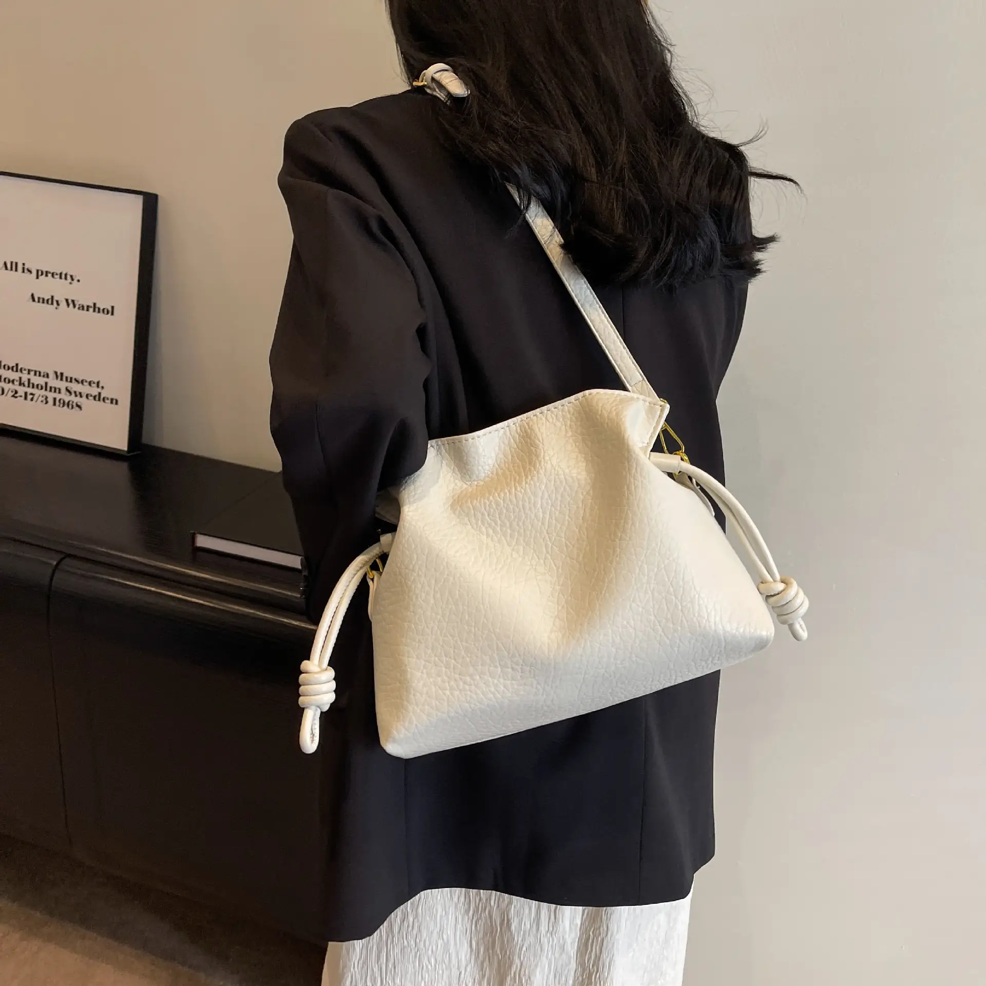 Brown Pleated Shoulder Bag for Women 2023 - Image 3