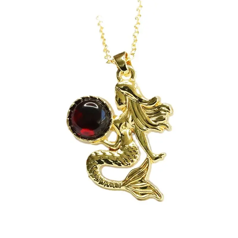 Guan Yu Mermaid Necklace with Natural Amber Pendant - Image 6