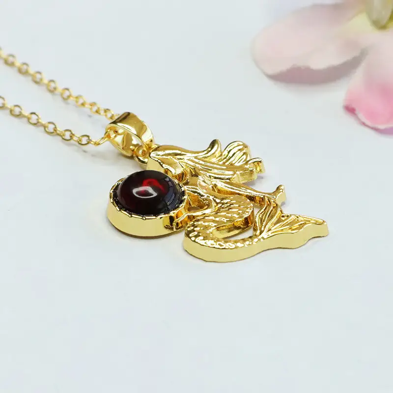 Guan Yu Mermaid Necklace with Natural Amber Pendant — feature 8