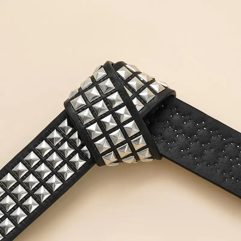 Black Studded European Belt for Women — feature 2