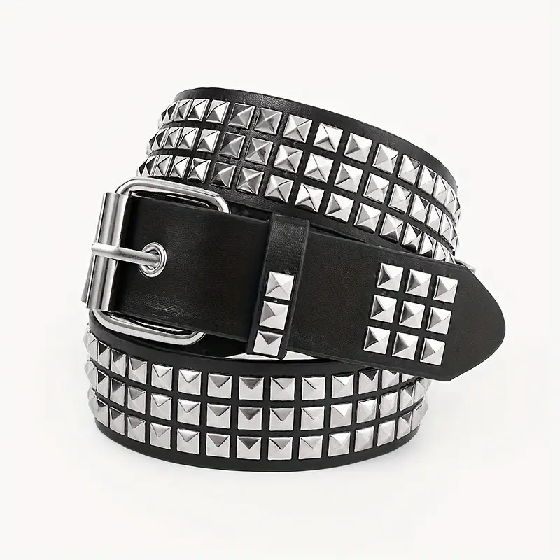 Black Studded European Belt for Women - Image 3