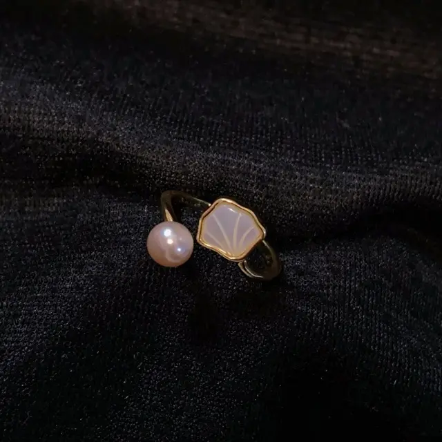 Adjustable Pearl Open Ring for Women - Image 3