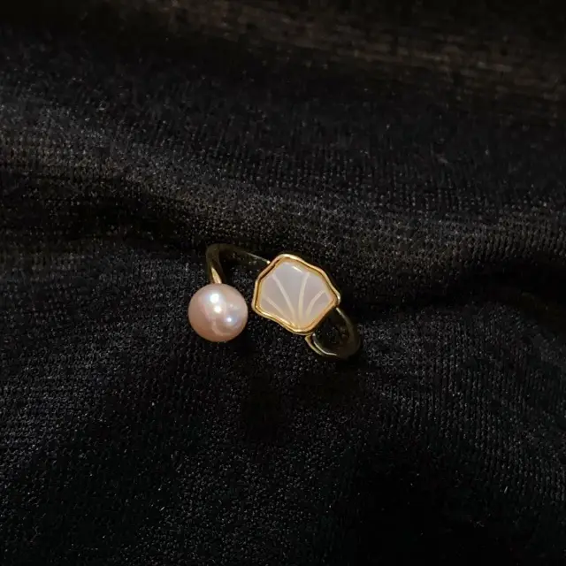 Adjustable Pearl Open Ring for Women - Image 4