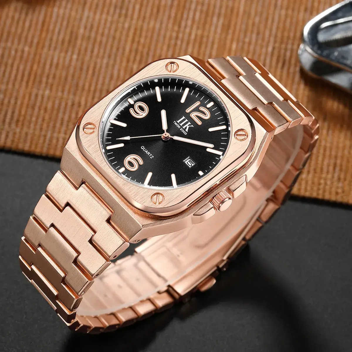 Luminous Square Men's Quartz Watch with Blue Dial - Image 9