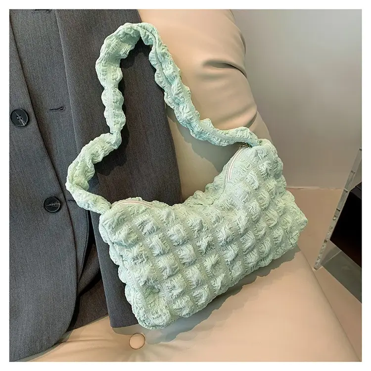Pink Pleated Bubble Shoulder Bag for Women - Image 7