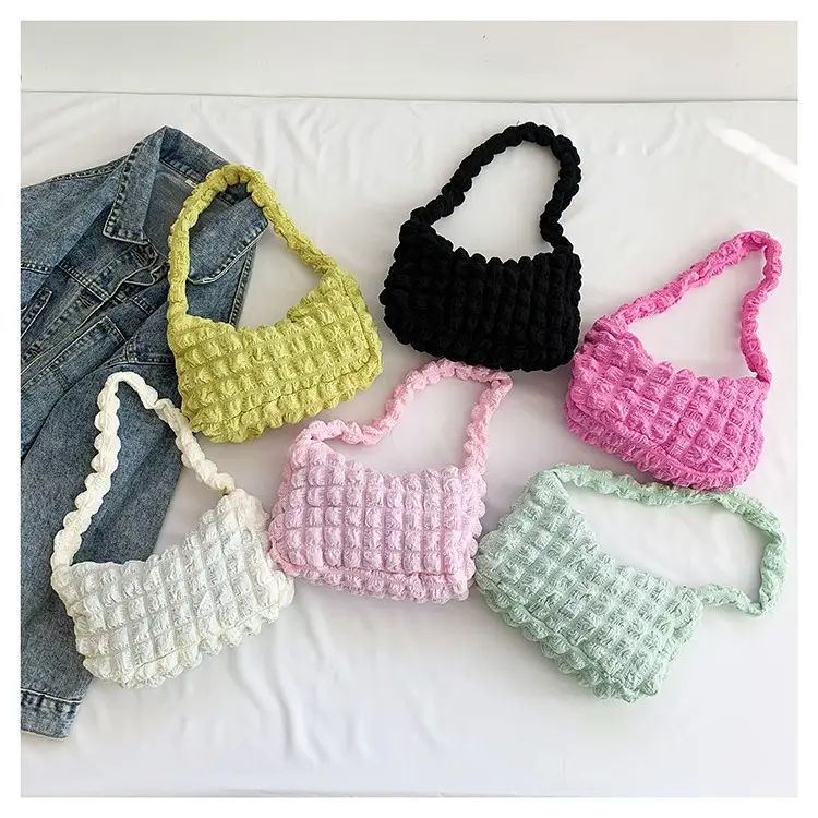 Pink Pleated Bubble Shoulder Bag for Women - Image 8