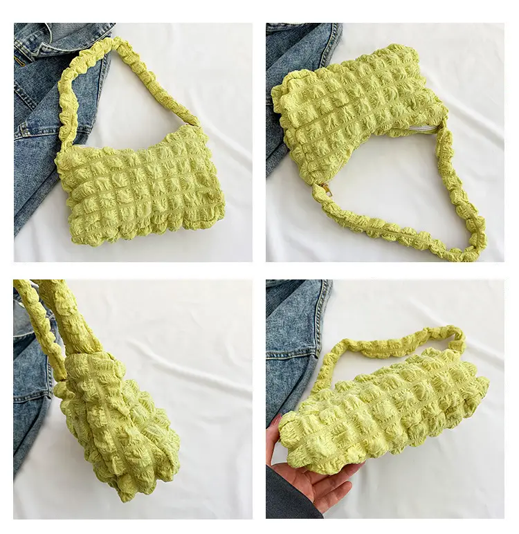 Pink Pleated Bubble Shoulder Bag for Women — feature 10