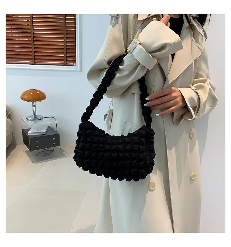 Pink Pleated Bubble Shoulder Bag for Women — feature 14