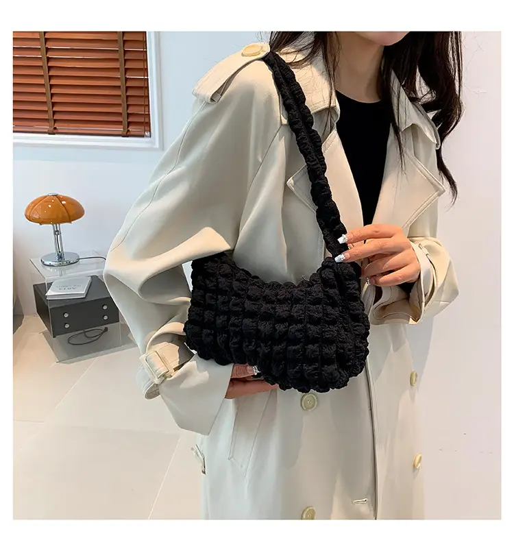 Pink Pleated Bubble Shoulder Bag for Women — feature 15