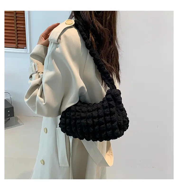 Pink Pleated Bubble Shoulder Bag for Women — feature 16