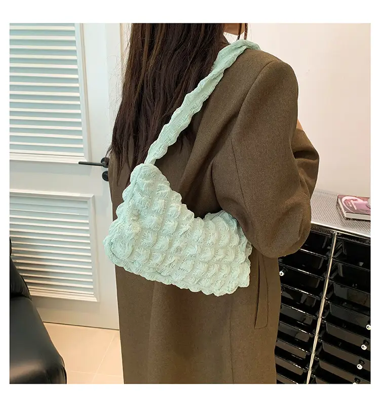 Pink Pleated Bubble Shoulder Bag for Women — feature 17