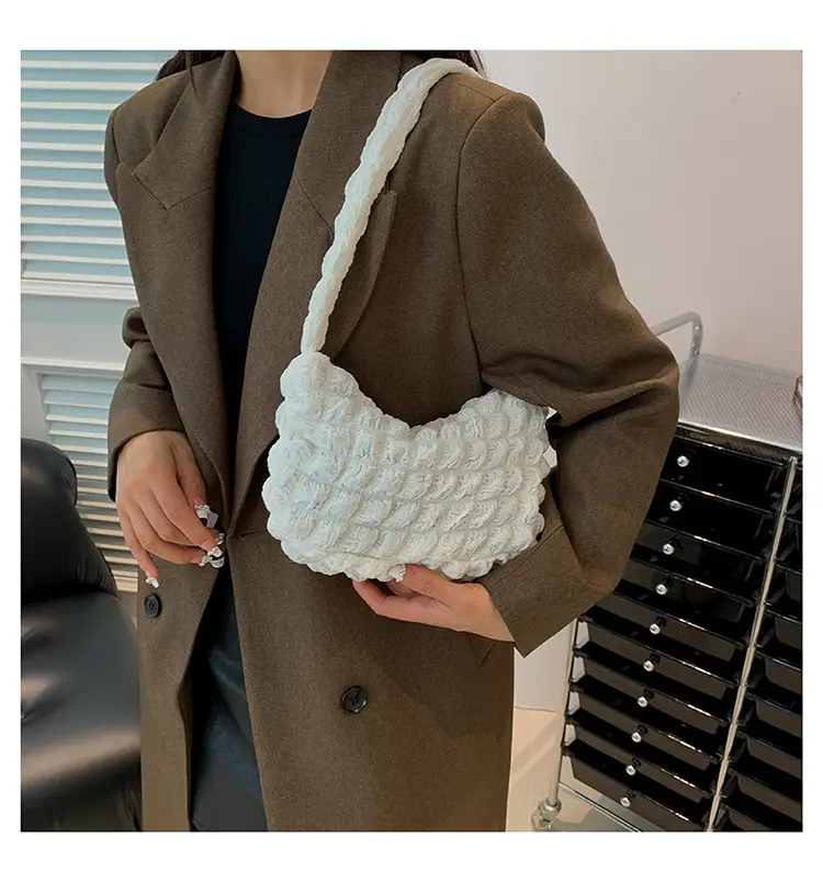 Pink Pleated Bubble Shoulder Bag for Women — feature 21