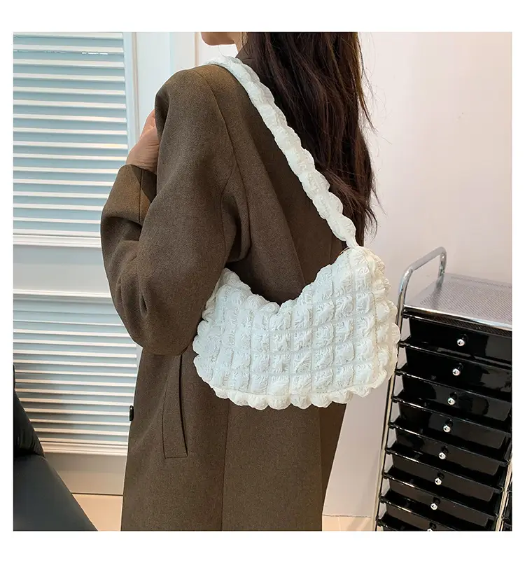 Pink Pleated Bubble Shoulder Bag for Women — feature 22