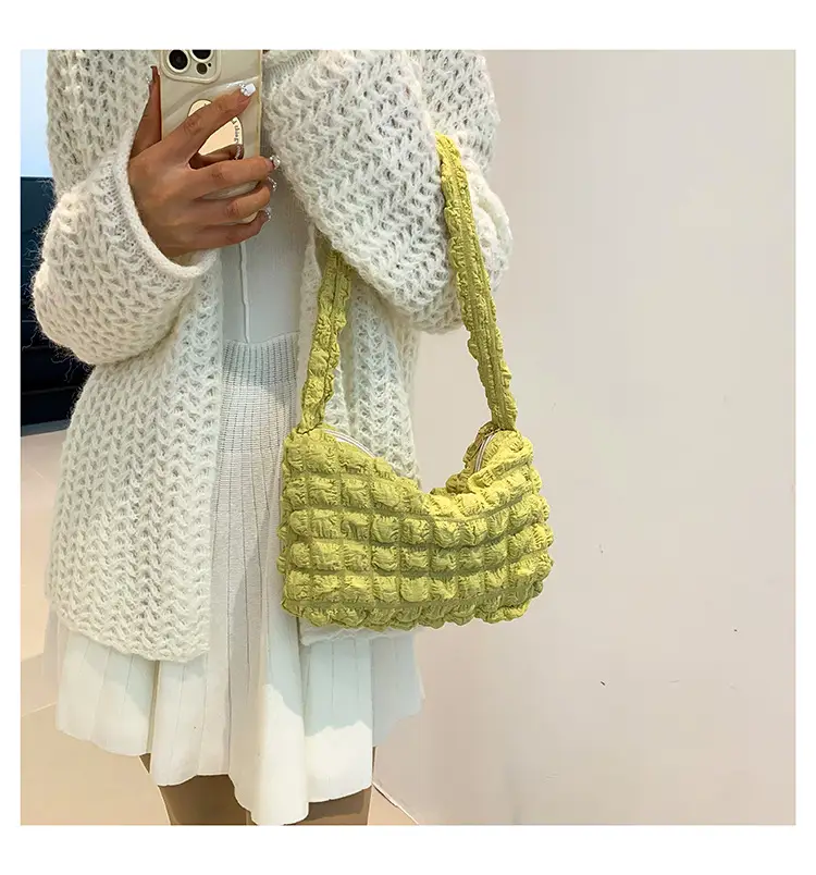 Pink Pleated Bubble Shoulder Bag for Women — feature 27