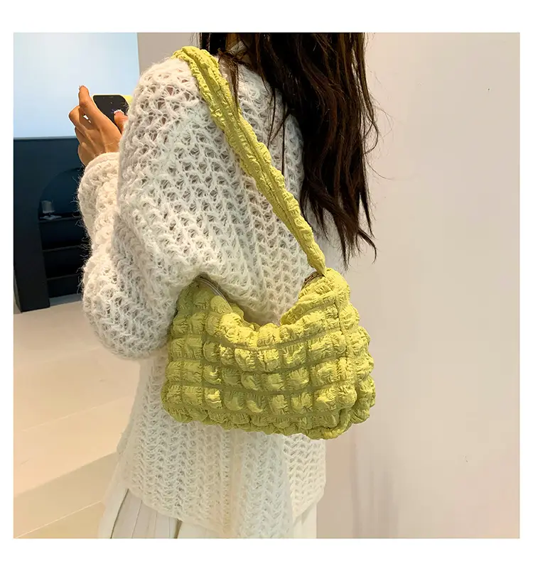 Pink Pleated Bubble Shoulder Bag for Women — feature 28