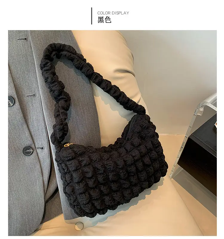 Pink Pleated Bubble Shoulder Bag for Women — feature 30