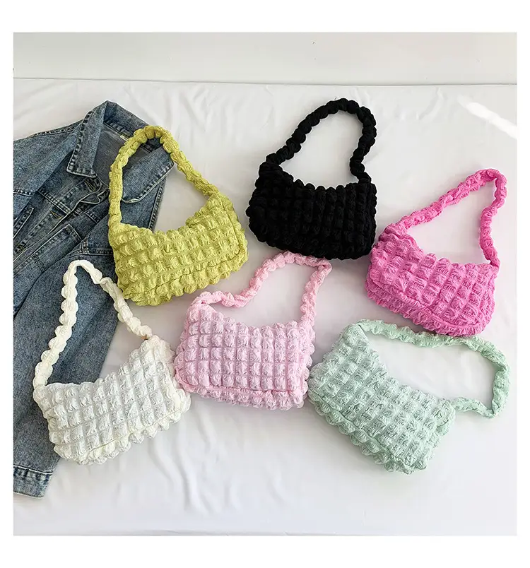 Pink Pleated Bubble Shoulder Bag for Women — feature 36