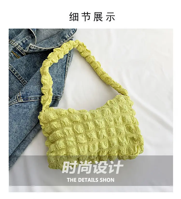 Pink Pleated Bubble Shoulder Bag for Women — feature 4