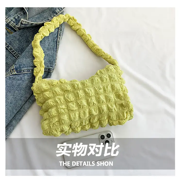 Pink Pleated Bubble Shoulder Bag for Women — feature 7