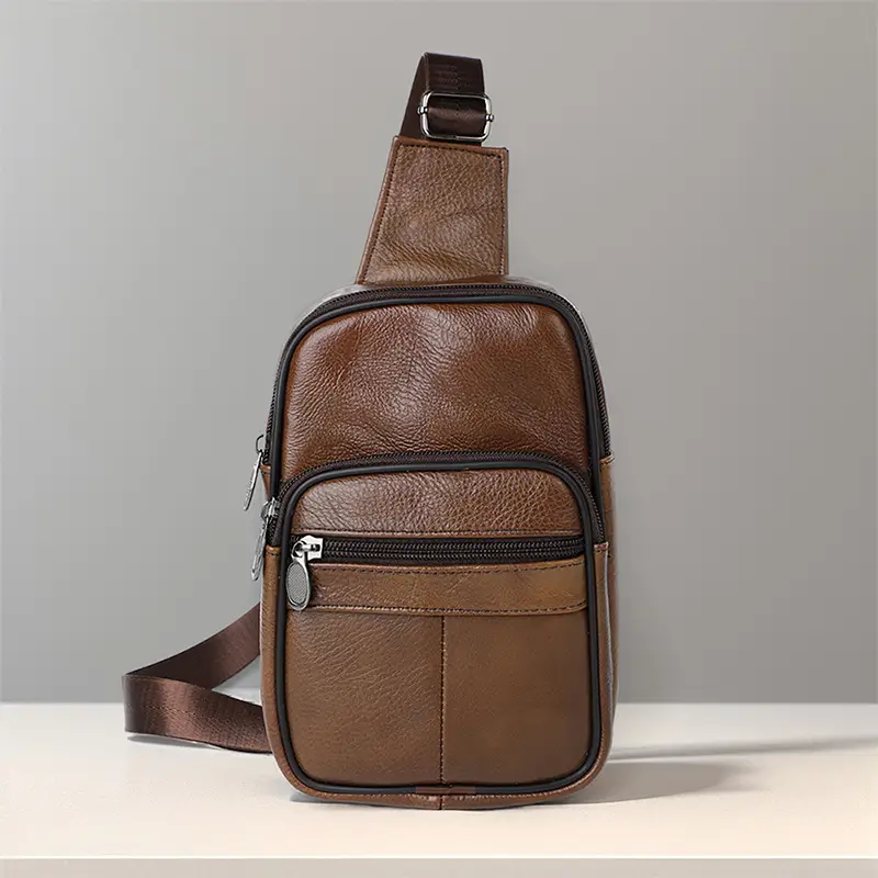 Korean Style Black Leather Crossbody Bag for Men - Image 11