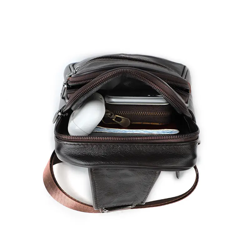 Korean Style Black Leather Crossbody Bag for Men - Image 13