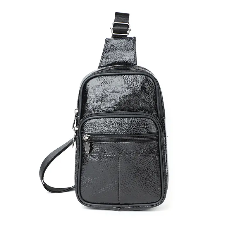 Korean Style Black Leather Crossbody Bag for Men - Image 14
