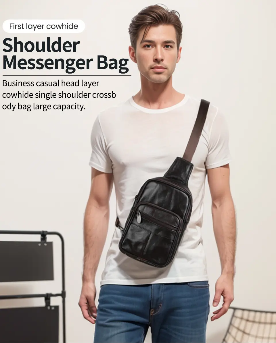 Korean Style Black Leather Crossbody Bag for Men — feature 10