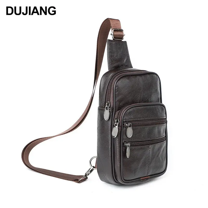 Korean Style Black Leather Crossbody Bag for Men - Image 5