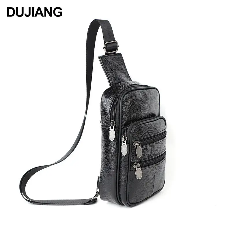 Korean Style Black Leather Crossbody Bag for Men - Image 6