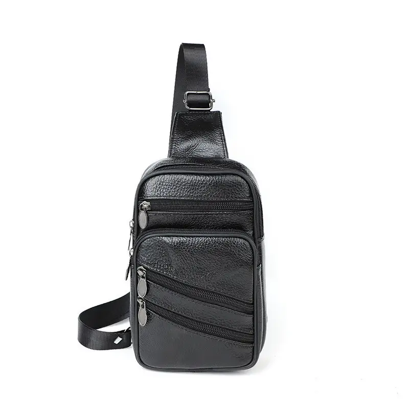 Korean Style Black Leather Crossbody Bag for Men - Image 7