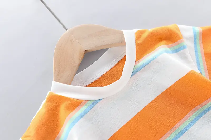 Kids Denim Overalls Rainbow Stripes T-Shirt Set — feature 11